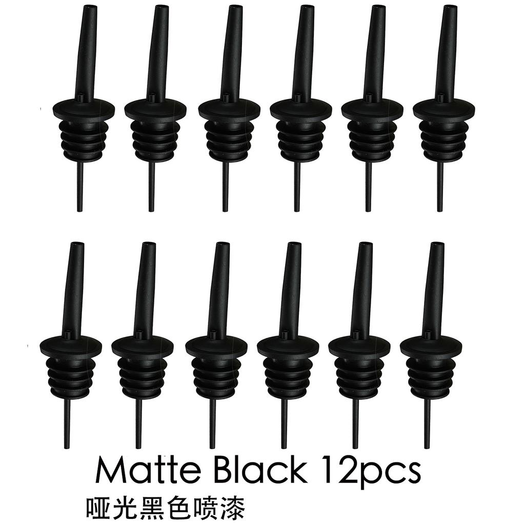 12PCS metal Black Stainless Steel Bottle Pourers Pouring Spouts for Liquor Wine and Spirits Perfect for Bar 5