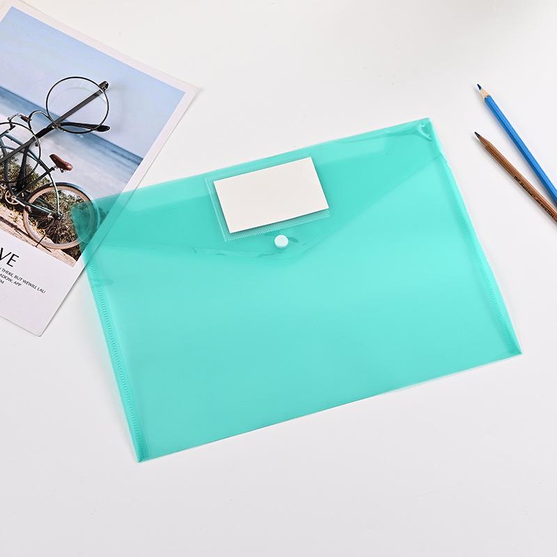 A4 Transparent Plastic Document Bag with Snap Button - Office & Student Storage Folder A4 зелёный