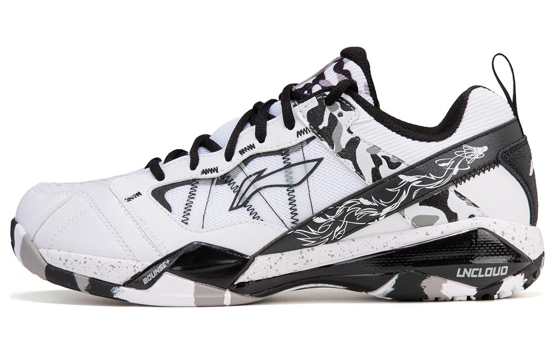 Li Ning Abrasion Resistant Low top Badminton Shoes Unisex White Black AYZW007-3 41.5