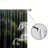 2-piece white horse print curtains   polyester fabric   machine washable   suitable for bedroom and living room decoration