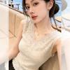 Light ripe wind V-neck lace knitted vest women's spring and summer slim-fitting gentle wind inner bottoming shirt sleeveless top