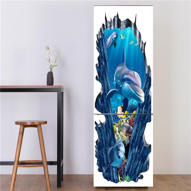 Underwater World Fish Sticker For Fridge Door Adhesive Waterproof Furniture Decoration Poster Wall Decal Kids Room Home Decor