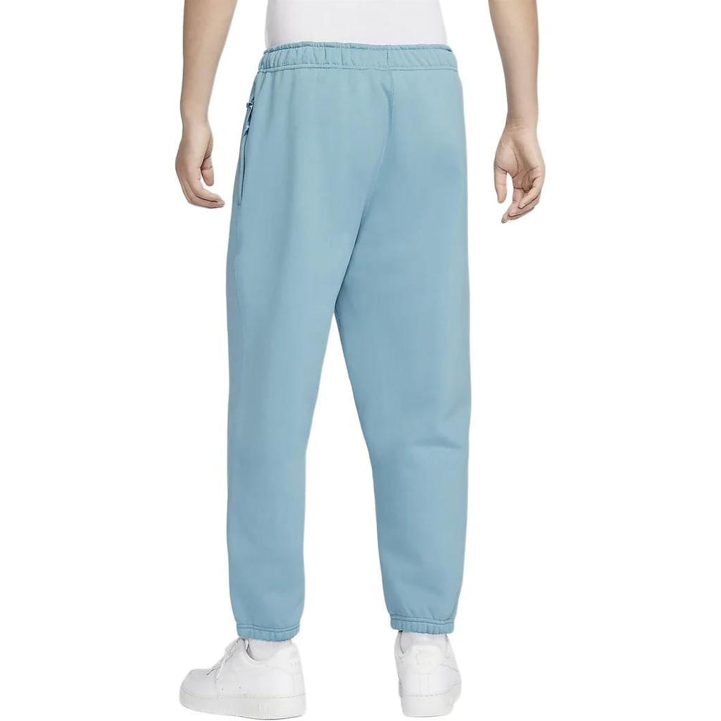 Nike Solo Swoosh Casual Comfortable Soft Minimalist Style Fleece Lined Knitted Sweatpants Men's Denim Blue Green/White DX1365-464