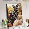 DIY rahmenloses Perlenkunst-Set Schwarze Katze Kürbis Herbstliches Blumenmuster 3D-Perlenmalerei auf Leinwand Entspannendes handgemachtes Bastelset für die Heimdekoration