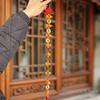 Solid Wood Gourd Copper Coin Pendant with Chinese Knot for New Year Home Decoration Lucky Fortune Living Room Door Hanging