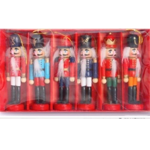 6 buc/Set Crăciun Spărgător de Nuci din Lemn Păpuși DIY Păpușă Jucărie Ornament Pandantiv Crăciun Figurine Sărbători Cadou