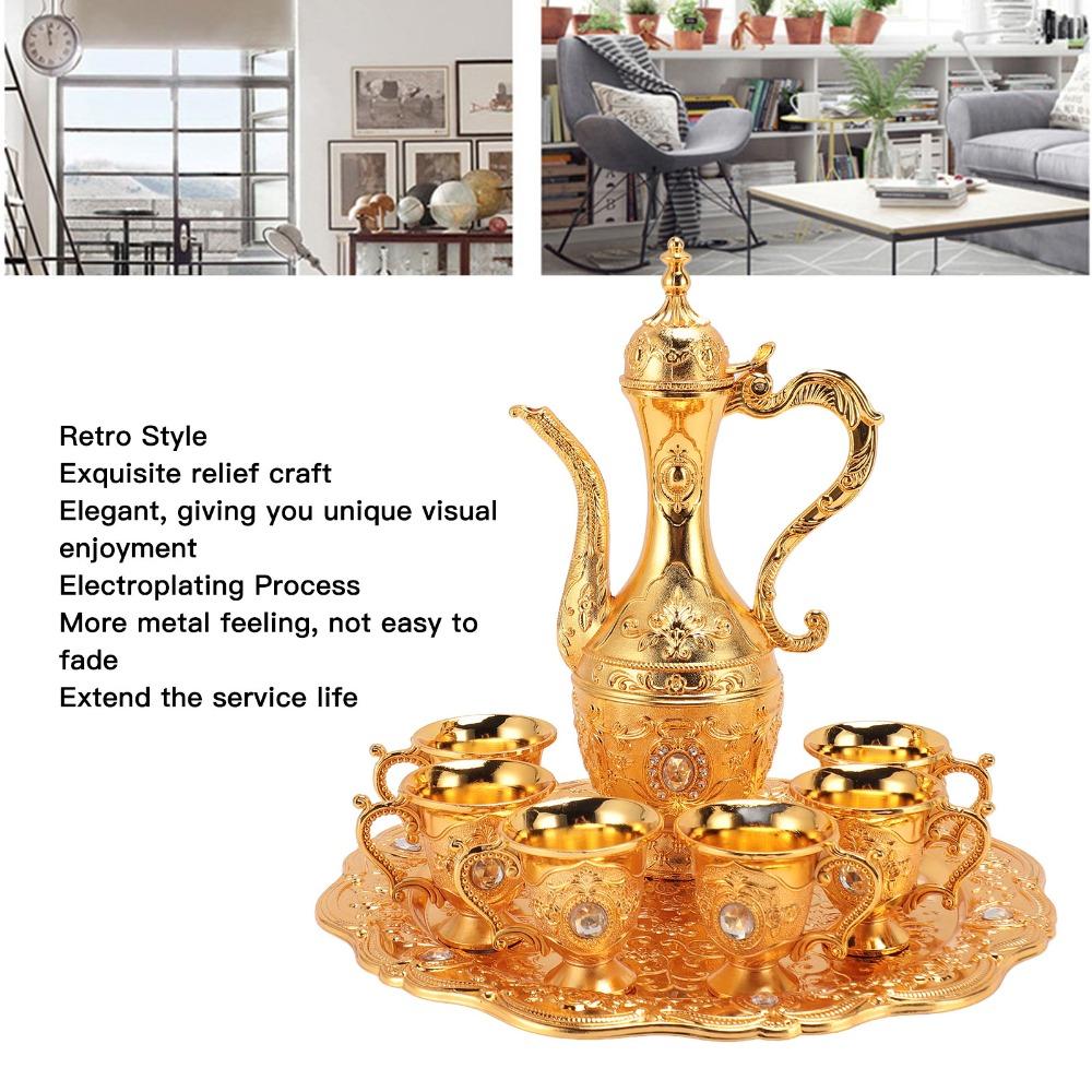 8pcs With Tray Turkish Tea Set 6 Cups Included Wine Glass Pot Set Coffee Pot Set Wedding Decor