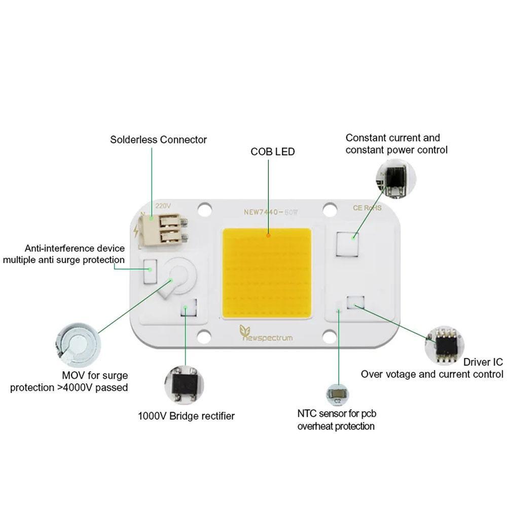 LED Chip Matrix Solderless AC 220V  High Power 20W 30W 50W COB Chip LED Lamp No Need Driver for Flood Light Spotlight Outdoor DIY Lighting