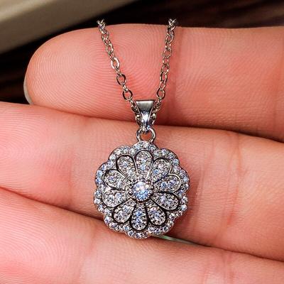 Moda clássica zircônia cúbica flor charme pingente colar para mulheres colar clavícula corrente jóias românticas eh1073