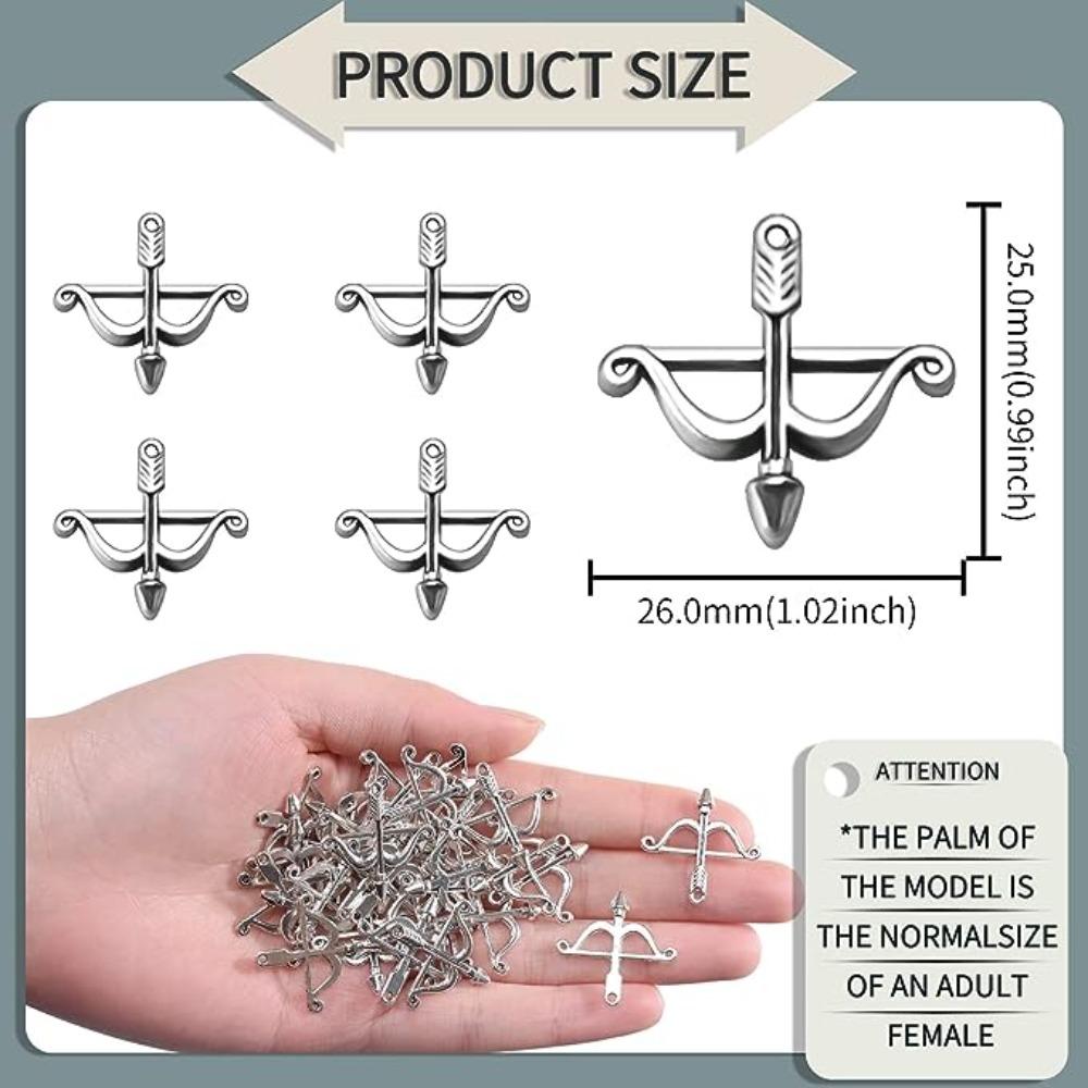 100Pcs Alloy Bow and Arrow Charms 1.02*0.99inch Archery Charms Stable and Durable Anklets