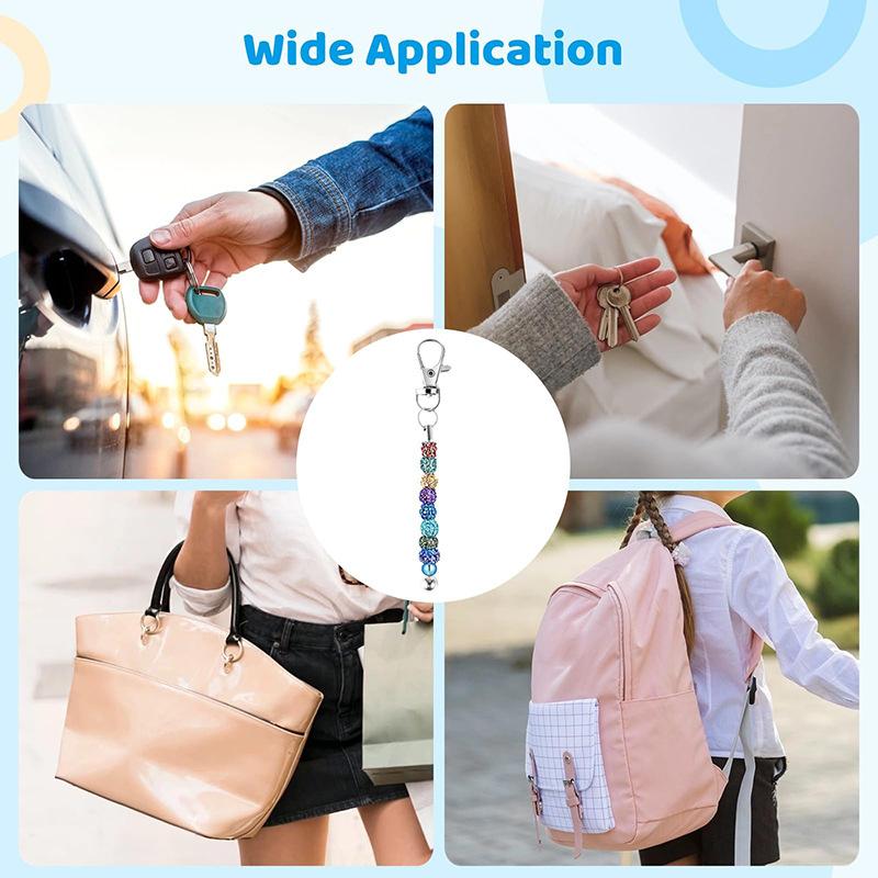 WTEMPO Beadable Keychain Bars Blank Detachable Metal Keychain Accessories for DIY Craft Beaded Key Chain Kit with Silver Finish