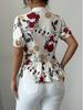Women's Bohemian Chic Floral Stand-Collar Short-Sleeve Shirt