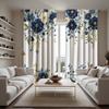 2KS HD digitální bílé barvy systém modrý květ zelený list závěsy domácí dekorační styl dekorace obývací pokoj ložnice tyč t