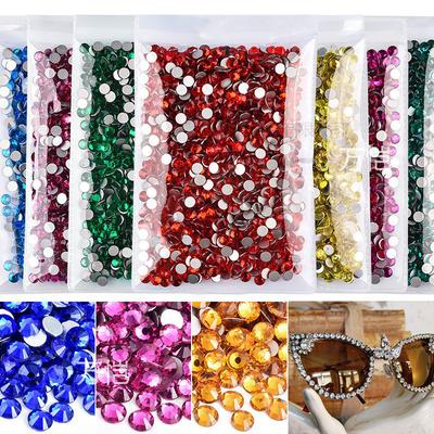 Plakans dimants, manikīra dimanta stikls, kristāla apaļie mobilo tālruņu aksesuāri, uzlīmes Diamond Diy Rhinestone juvelierizstrādājumu aksesuāri