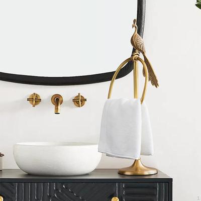 Towel Bar Stand Peacock Sculpture Retro, Metal, Decorative, Elegant Free Standing Brass for