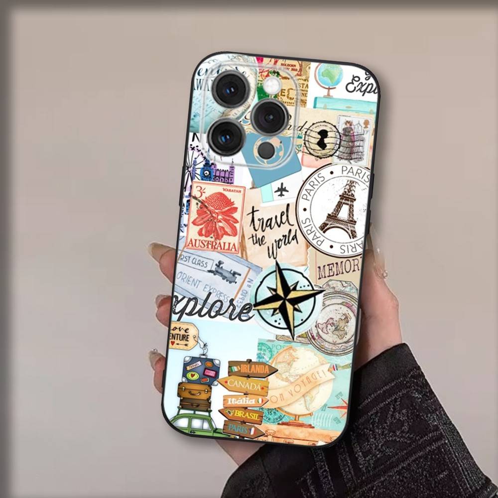 

Travel Plan Phone Case For iPhone 17,16,15,14,13,12,11,Pro,Max,Plus,Air,X,XS,XR,SE,8,7,Mini,Soft Black Funda iPhone14Pro