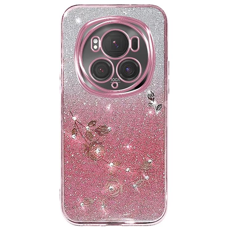 

KADEM For Honor Magic6 Pro 5G Case Glitter Rhinestone TPU Phone Cover Flower Pattern