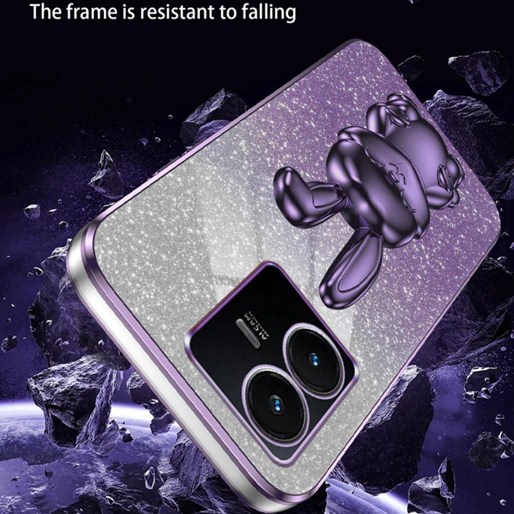 For vivo Y22s 4G/Y22 4G Protective Case Rabbit Design Kickstand PC+TPU Phone Cover