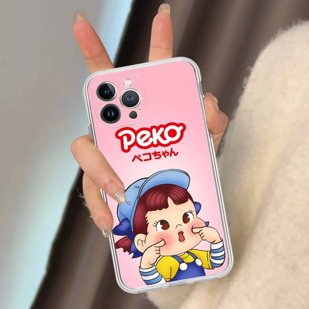 Cartoon Cute M-milky P-pekochan Transparent Phone Case For IPhone 16 15 14 13 12 11 Pro Max Plus Soft Cover