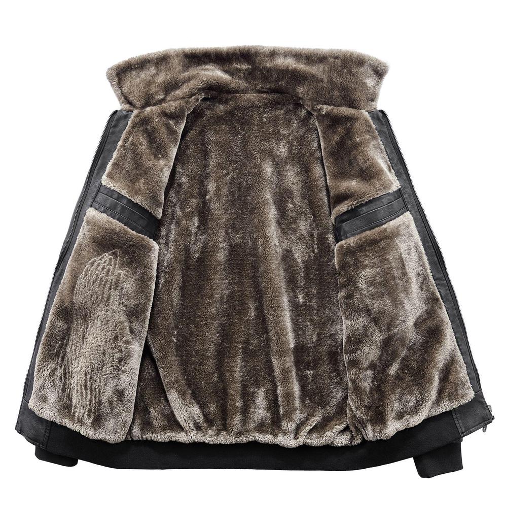 Men 'S Leather Jacket Lapel Autumn and Winter Leather Jacket Motorcycle Suit Youth Large Coat