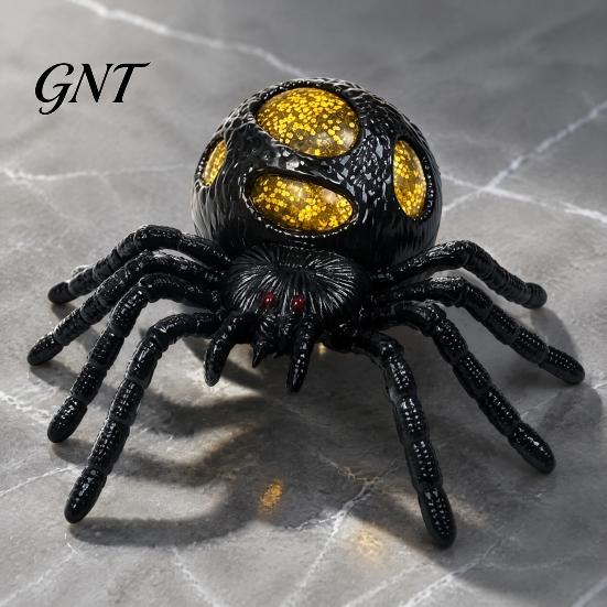 Dehnbare Spinnenspielzeuge 1/4 Stück Halloween Glitzer Quetschspielzeug, Stressabbau Realistisches Gruseliges Scherzspielzeug Party Fake Dekoration Angst Gadget