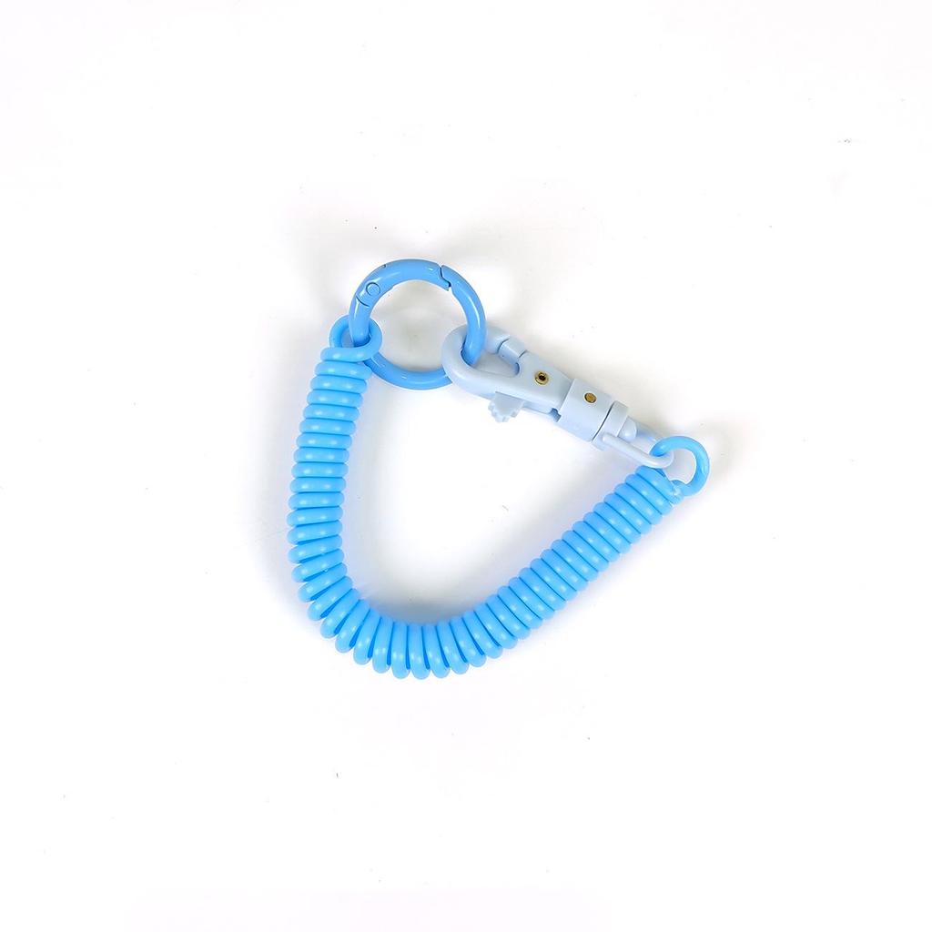 Colorful Retractable Plastic Spring Rope Keychain - Portable Anti-Lost Keyring