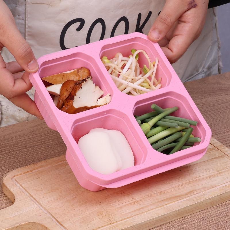 4 Grid Snack Containers Reusable Meal Prep Lunch Containers Portable for Kids and Adults Home Snack Storage Bottles Kitchen Tool