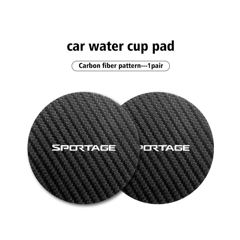 BBED7 For KIA 2pcs Car Carbon Fiber Silicone Car Coasters Water Cup Slots Non-Slip Mat Drink Pads Sportage Ceed Sorento Niro Cadenza