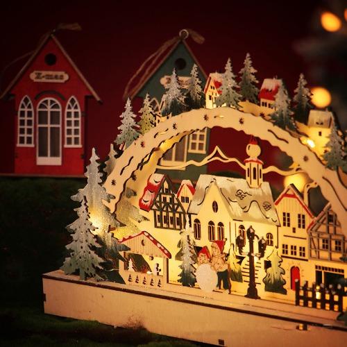 Christmas Wooden Decorations with LED Lights - Stunning Village Mall Gift