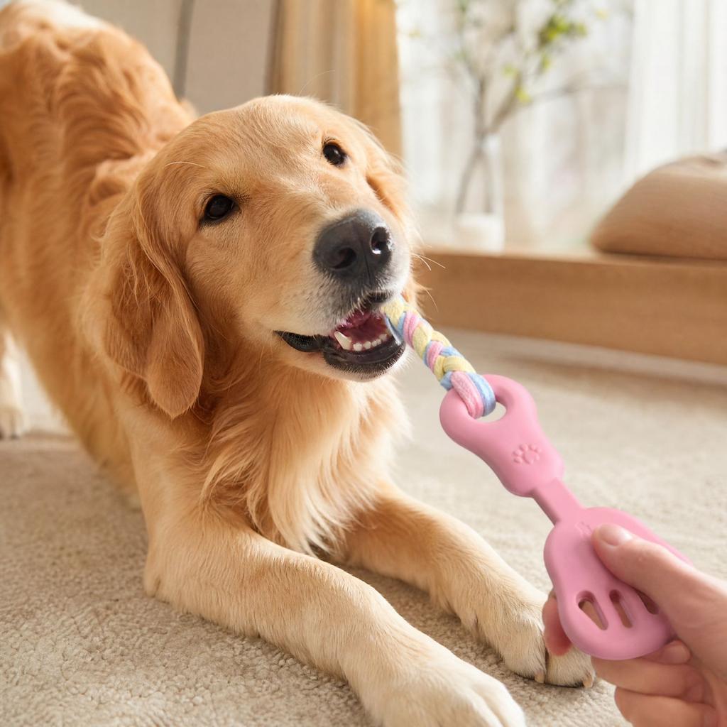Dog Rubber Toy with Spatula and Cloth Strip Shape for Daily Chewing and Play