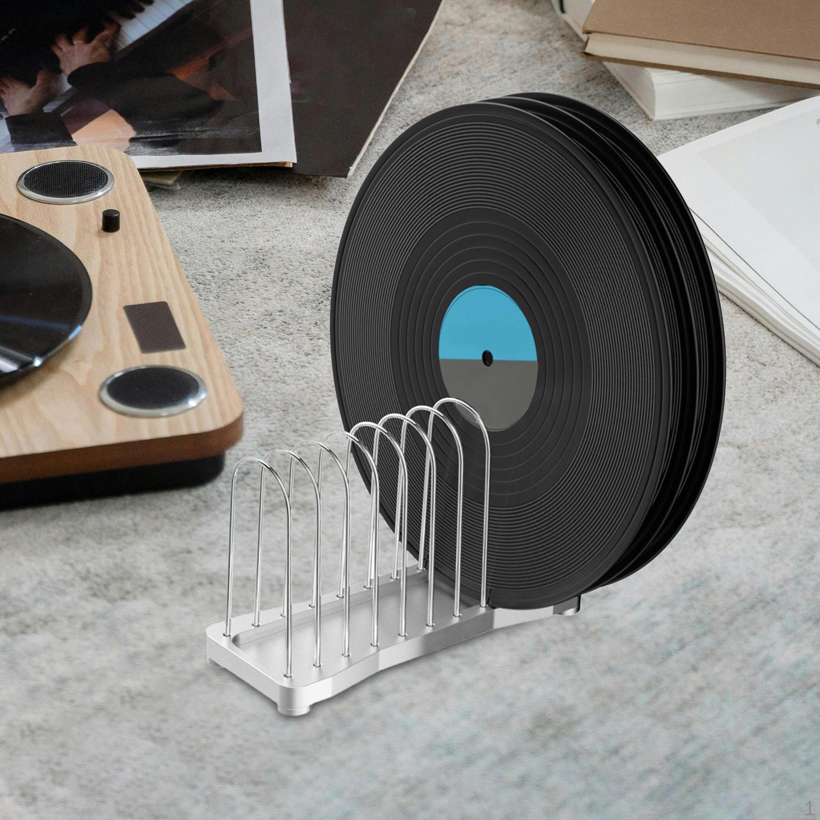 Record Stand Organizer 10-slot Storage Holder for 7-inch And 12-inch Shelf at argent 2924₽