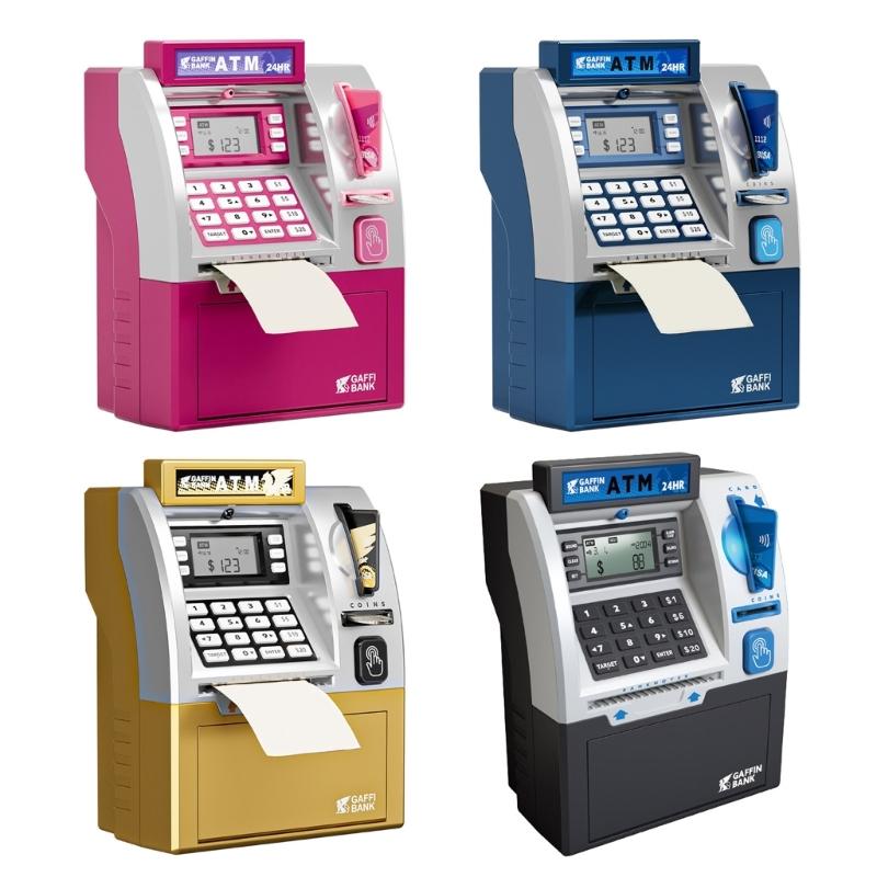 Children Digital Security Piggy Bank High Capacity Coin Cash Container Easy Access Button Fun Sound Effects Learning Toy blu