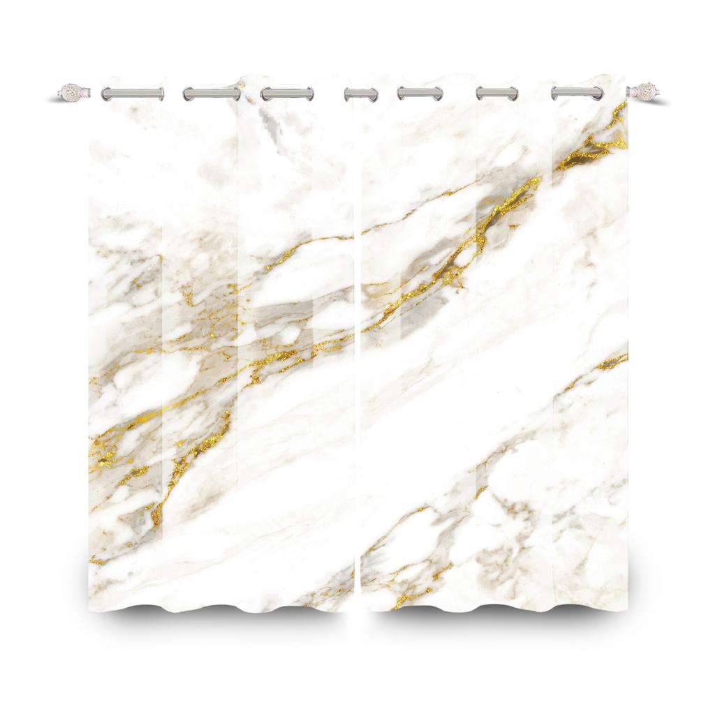 Modern Marble Grain Curtains Set Polyester Home Interior Minimalist Style Living Room Window Curtain Light Blocking For Area Made Of