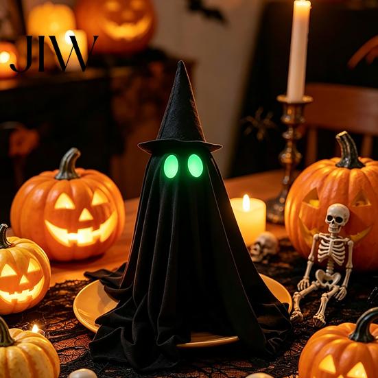 Spooky Party Decorations for Festival Halloween Ghost Decoration, Glow in The Dark Standing Ghost, Realistic Decor Small Black Fabric Tabletop,