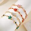 Charm Red Crystal Zircon Flower Bracelet For Women Vintage Boho Full Rhinestone Flowers Bangles Girls Party Christmas Jewelry