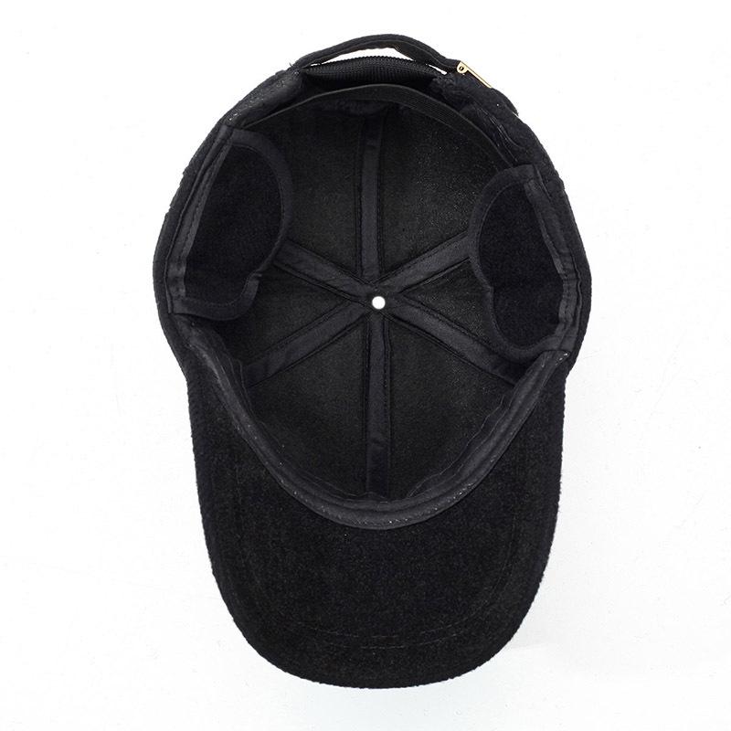 Mütze Herren Wintermütze Wollmütze Baseballmütze Einfarbig Kurze Krempe Fleece Baumwolle Mittelgroße und alte Mütze Winddicht und warm