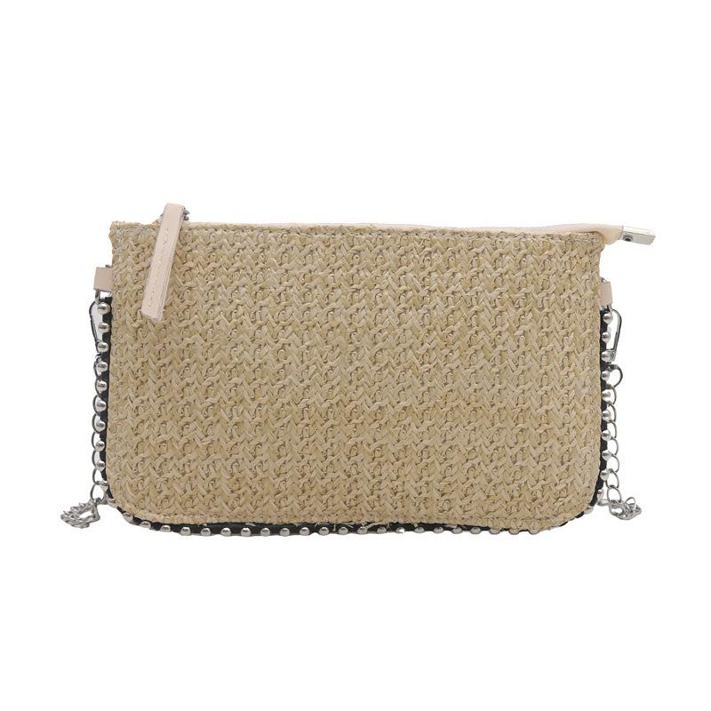 Fashion Woven Single Shoulder Foreign Style Solid Color Clutch Bag 2025 New Retro Fresh Underarm Texture Chain Messenger Bag