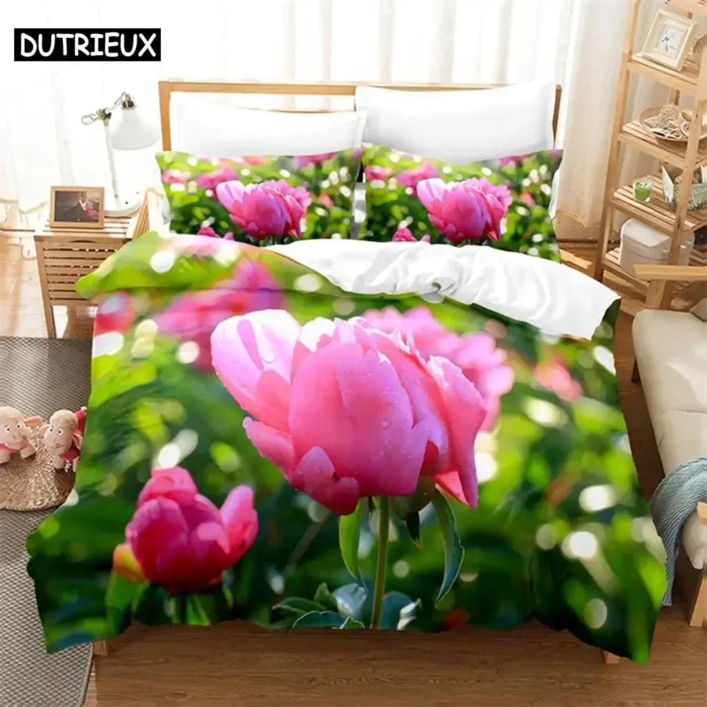 Tulip Scenery Quen Beding Set For Bedrom Soft Modern Bedspreads Comefortable Children Kids Soft Duvet Cover Comfortable Quilt Cover And Pilowcase