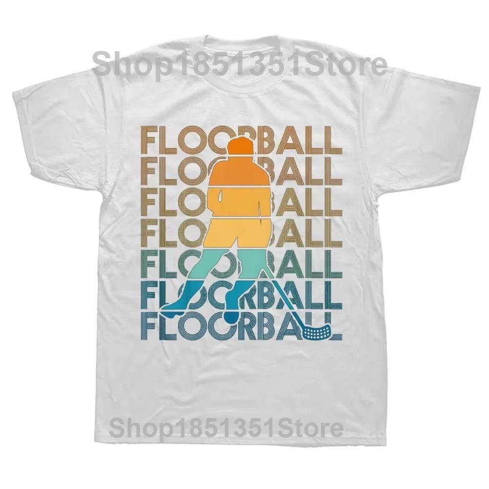 Funny Floorball Player Retro T Shirts Graphic  Streetwear Short Sleeve Birthday Gifts Summer Style T-shirt Mens Clothing