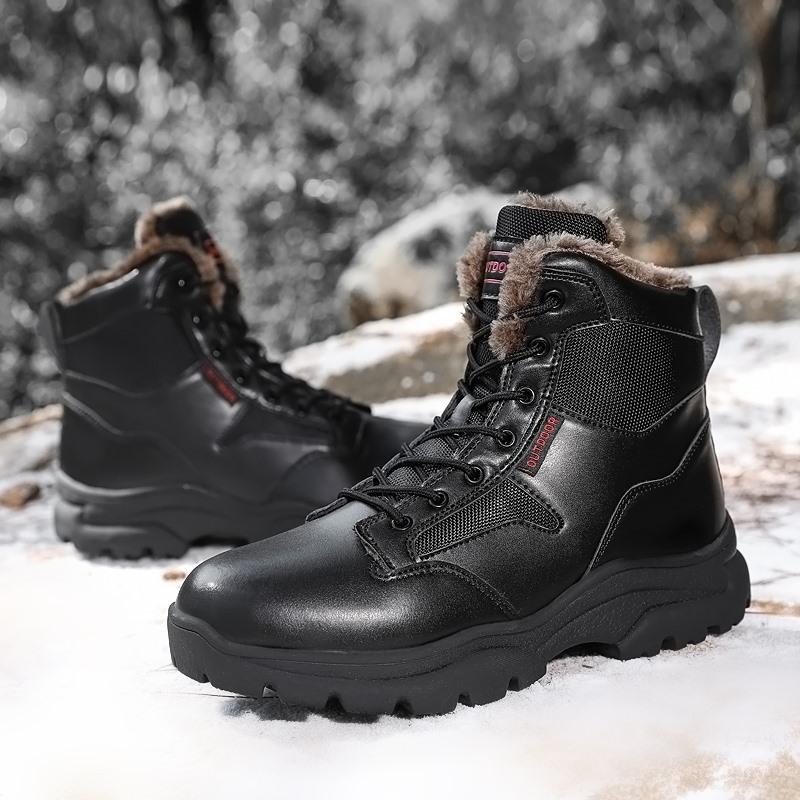 New autumn and winter velvet warm outdoor large size combat boots cotton boots high top snow boots