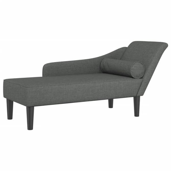 VidaXL Chaise longue avec coussins gris foncé tissu, canapé rembourré, canapé pour chambre à coucher, canapé à 2 places, 4007597
