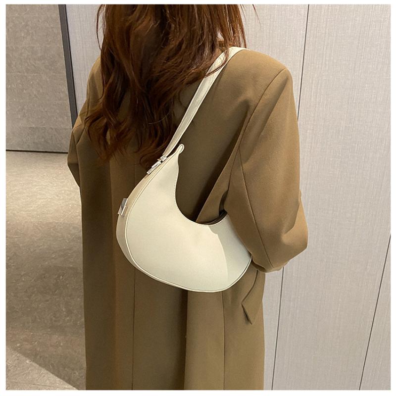 New Women PU Handheld Bag Fashion Small Niche Solid Color Design Bag Versatile  Korean Style Crescent Bag Lady Axillary Bags