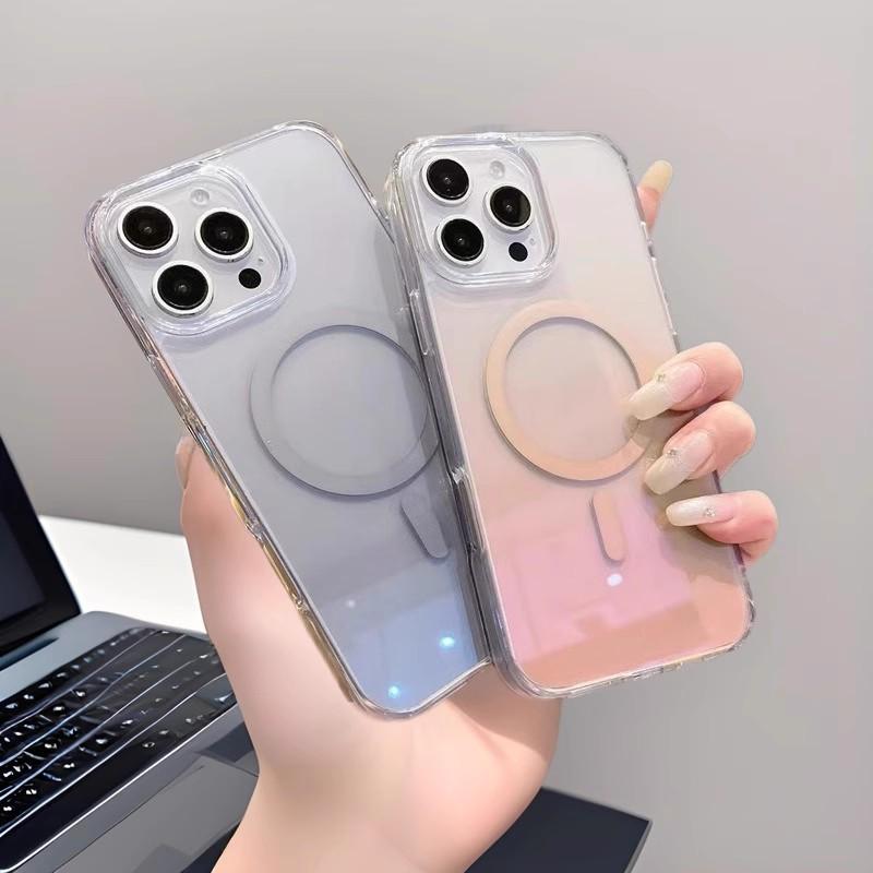 Applicable iPhone11promax mobile phone case advanced sense colorful gradual change transparent magnetic suction Apple 11 anti-drop sheath