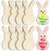 24pcs/set Painting Toy Easter Rabbit Craft DIY Color Blank Bunny Wood Slices  Hanging Ornament