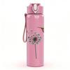 1PC Dandelion Hummingbird Silhouette 750ml Color Plastic Sports Water Bottle Leakproof Flip Straw Lid Suitable for Sports Office Home Use