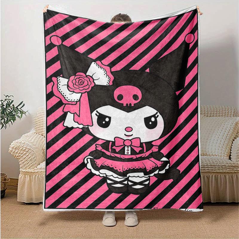 

1pc Pink Rose Kuromi Blanket, Soft & Cozy Throw Blanket, Living Room, Travel, Camping, Car Blankets, Beach, Office Naps, Perfect Gift.L090 130x150cm