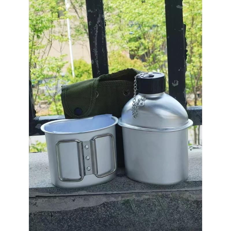 

Бутылка для воды в американском стиле, ланч-бокс, набор из трех предметов, винтажный уличный алюминиевый горшок, переносной
