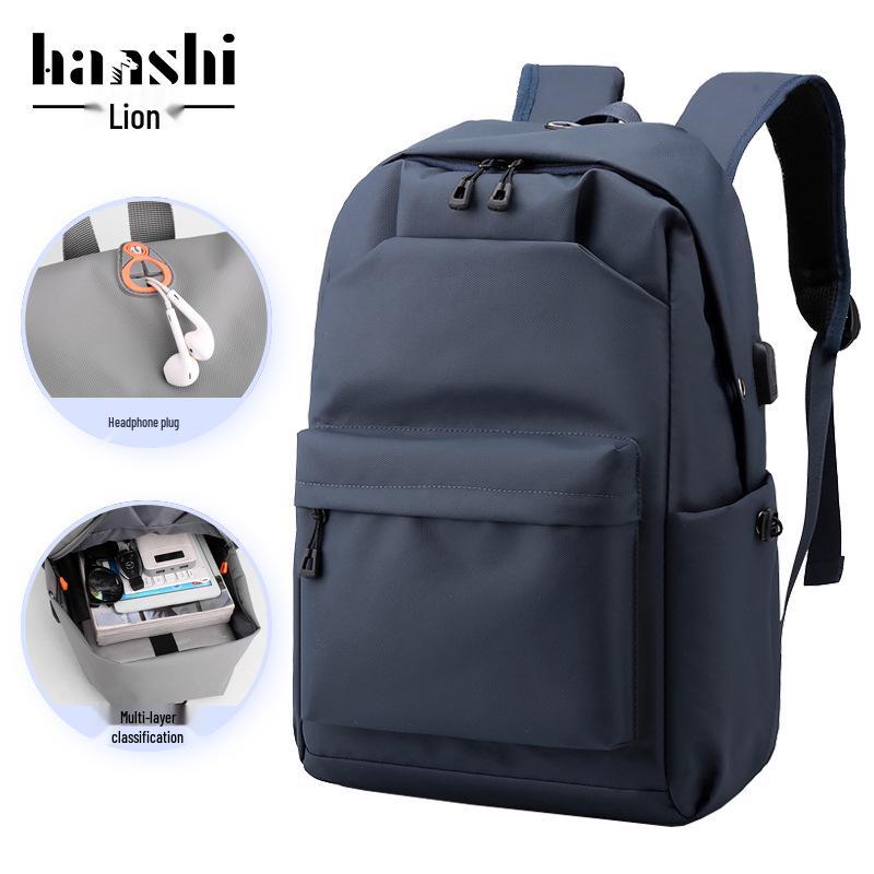 Trendy Cross-Border Casual Backpack with USB Charging - High-End Commuter and Laptop Bag, Customizable.