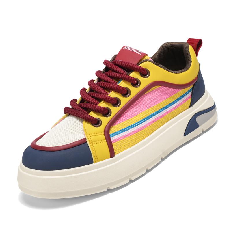 Men Platform Sneakers Street Style Shoes Personalized Mixed Color Design Skateboard Casual Outdoor Shoes