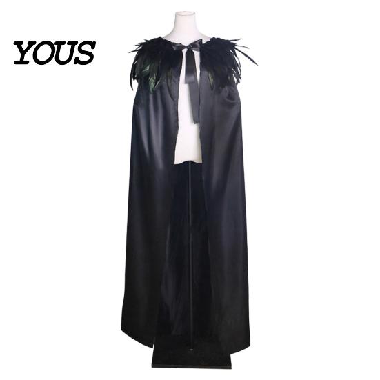 Feather Cape for Halloween Gothic Cloak Men Women, Tulle with Women's Party Wrap Shawl Shrug Shoulder Witch Cosplay Costume, Stage Performance Collar